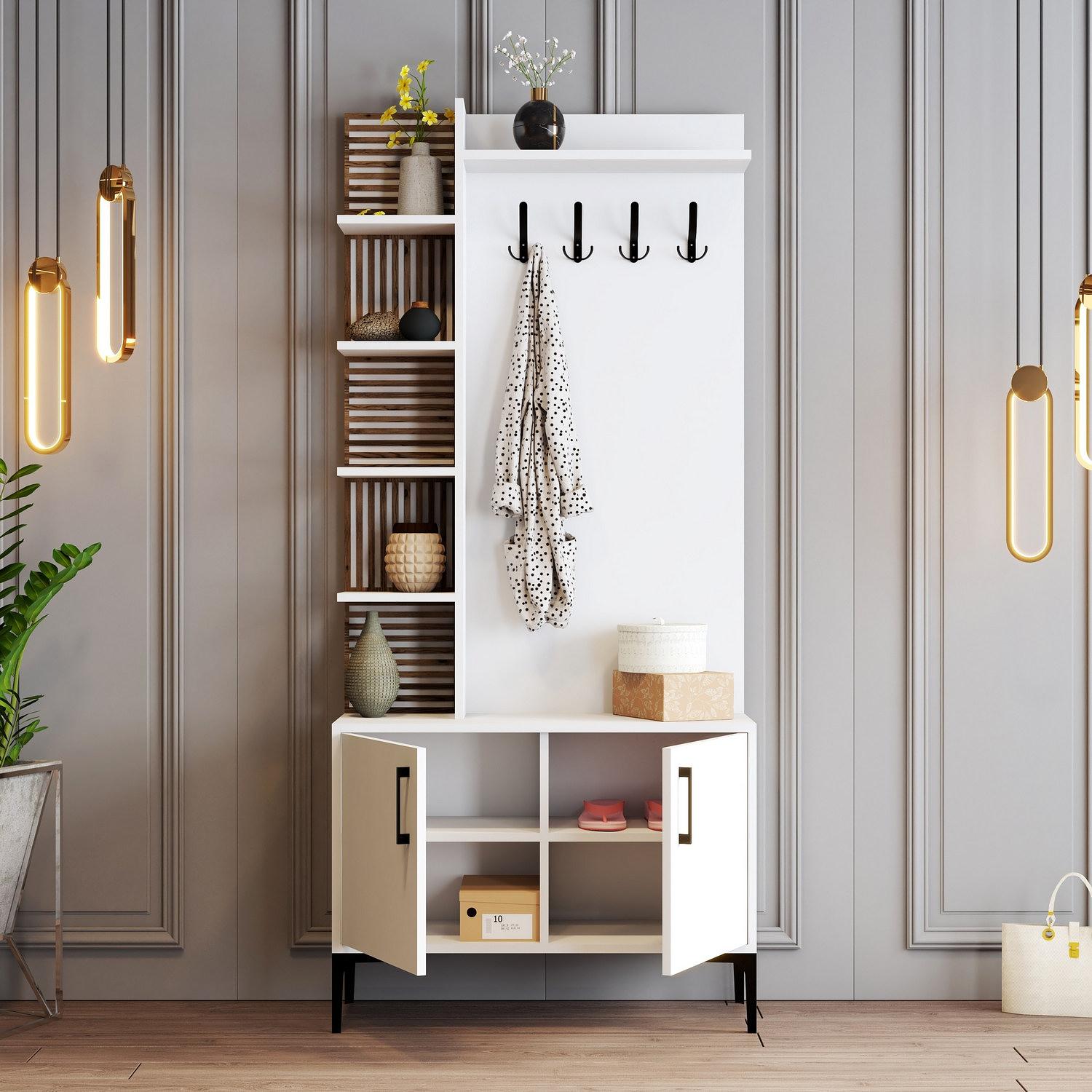 Vienna Wardrobe White with black details 90cm x 200cm 1