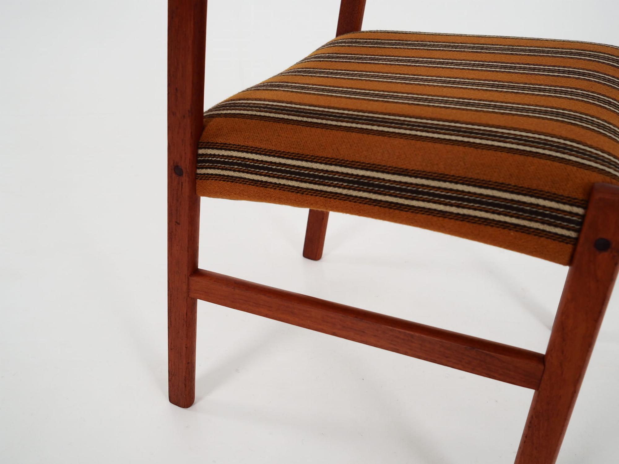 6x Vintage Stuhl Teakholz Textil Braun 1970er Jahre 12