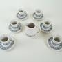 Vintage Tea Set of 13 Porcelain Ivory Blue 1970s 4