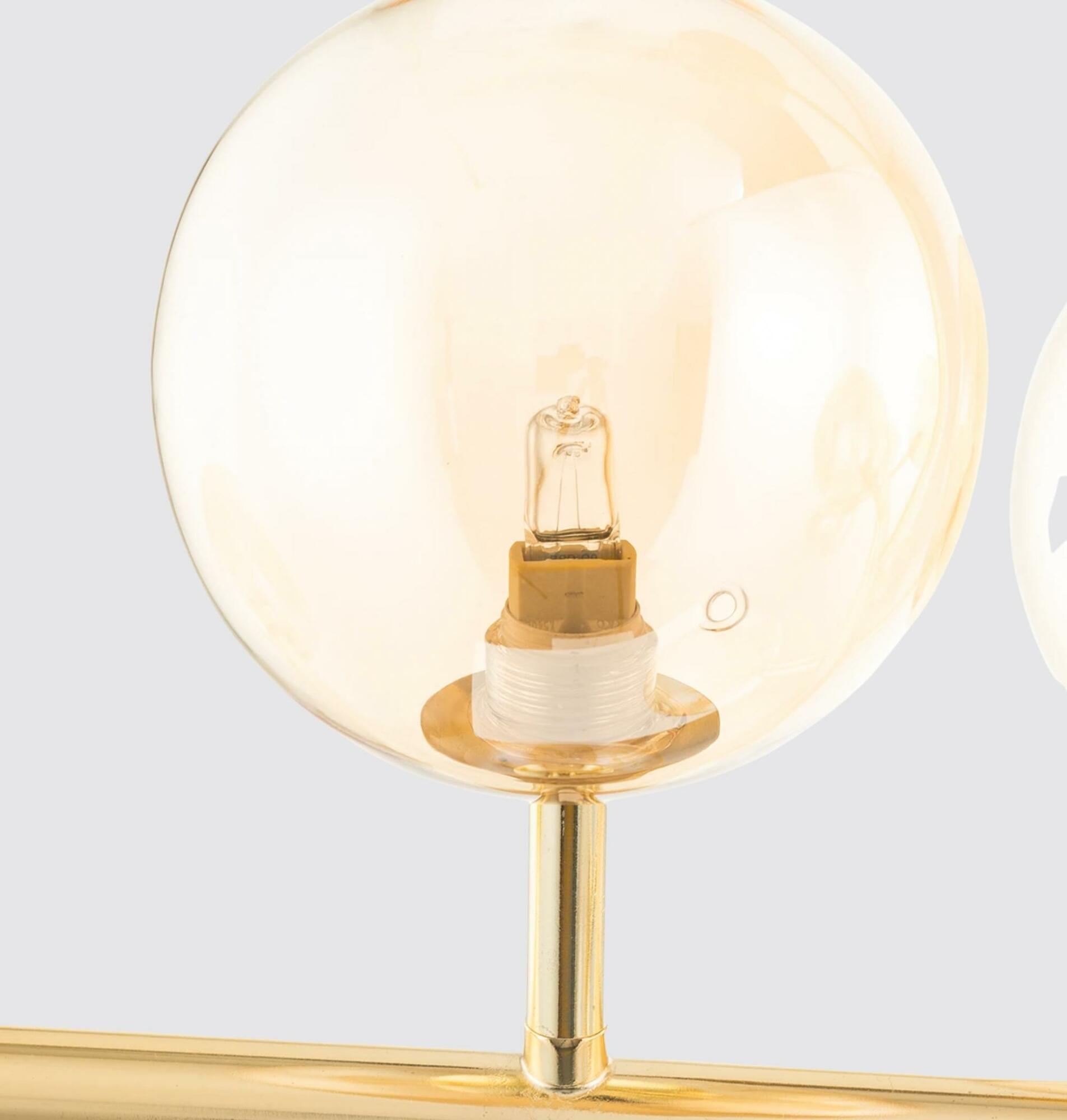 10-flame LED pendant light smoked glass gold 2
