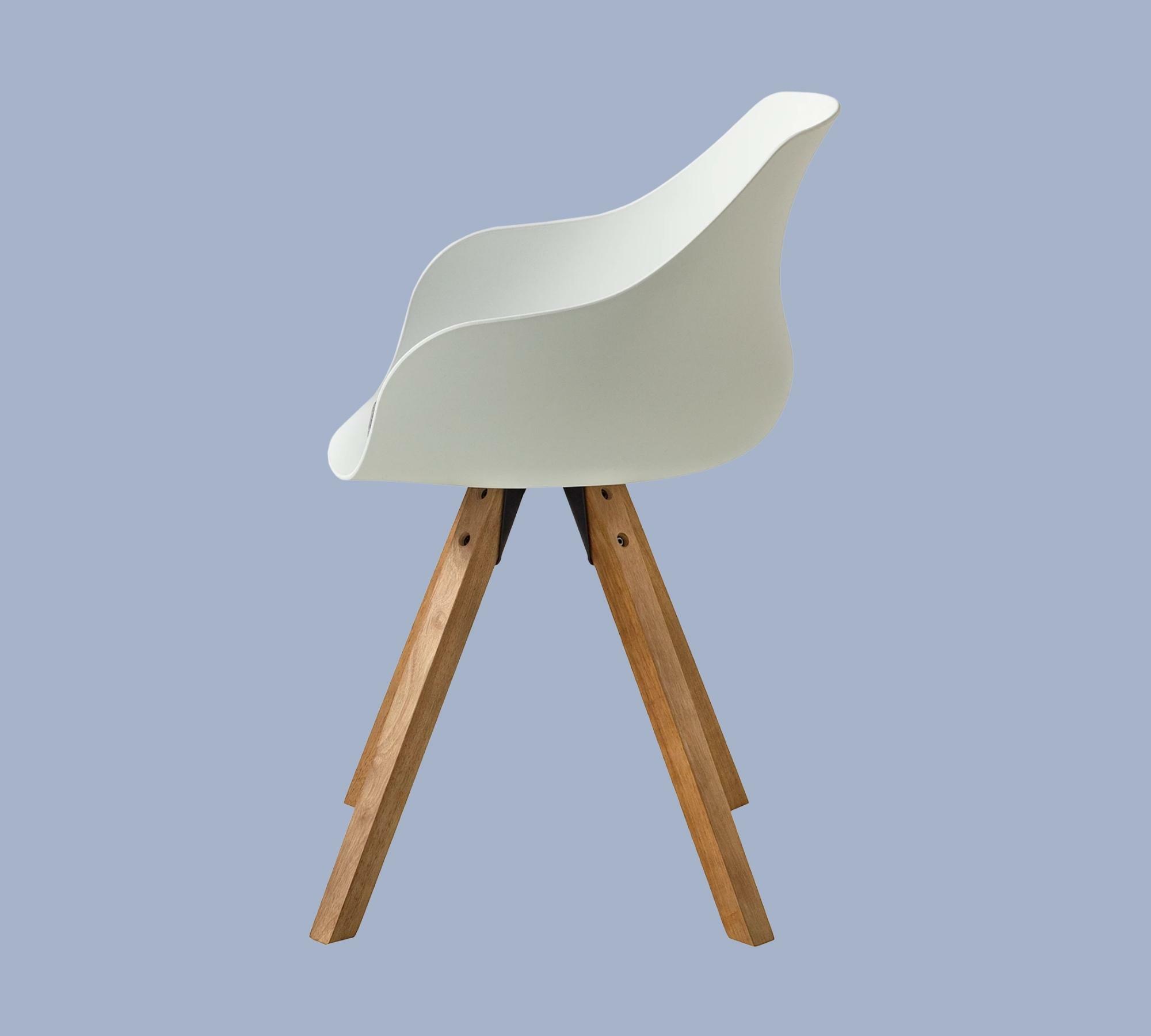 2x Armlehnstuhl Gummibaum massiv Weiß 2