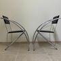 2x 90‘s Stuhl Stahl Leder Schwarz 2