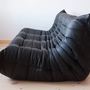 Togo Sofa 3-seater Madras leather Black 3