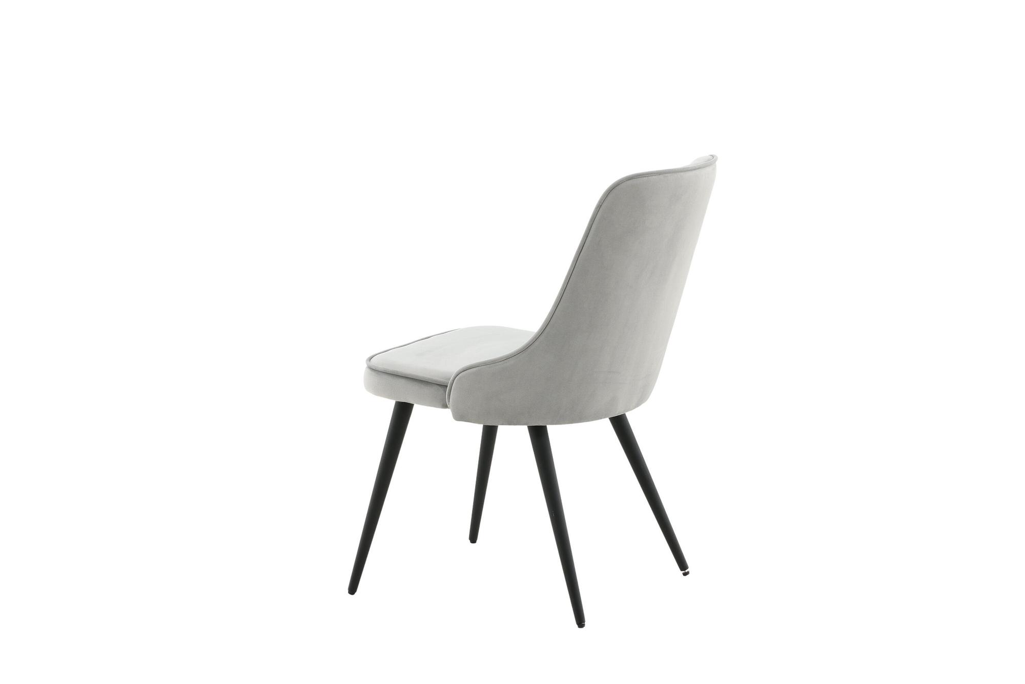 2x Esszimmerstuhl-Set Samt Deluxe Hellgraue 5