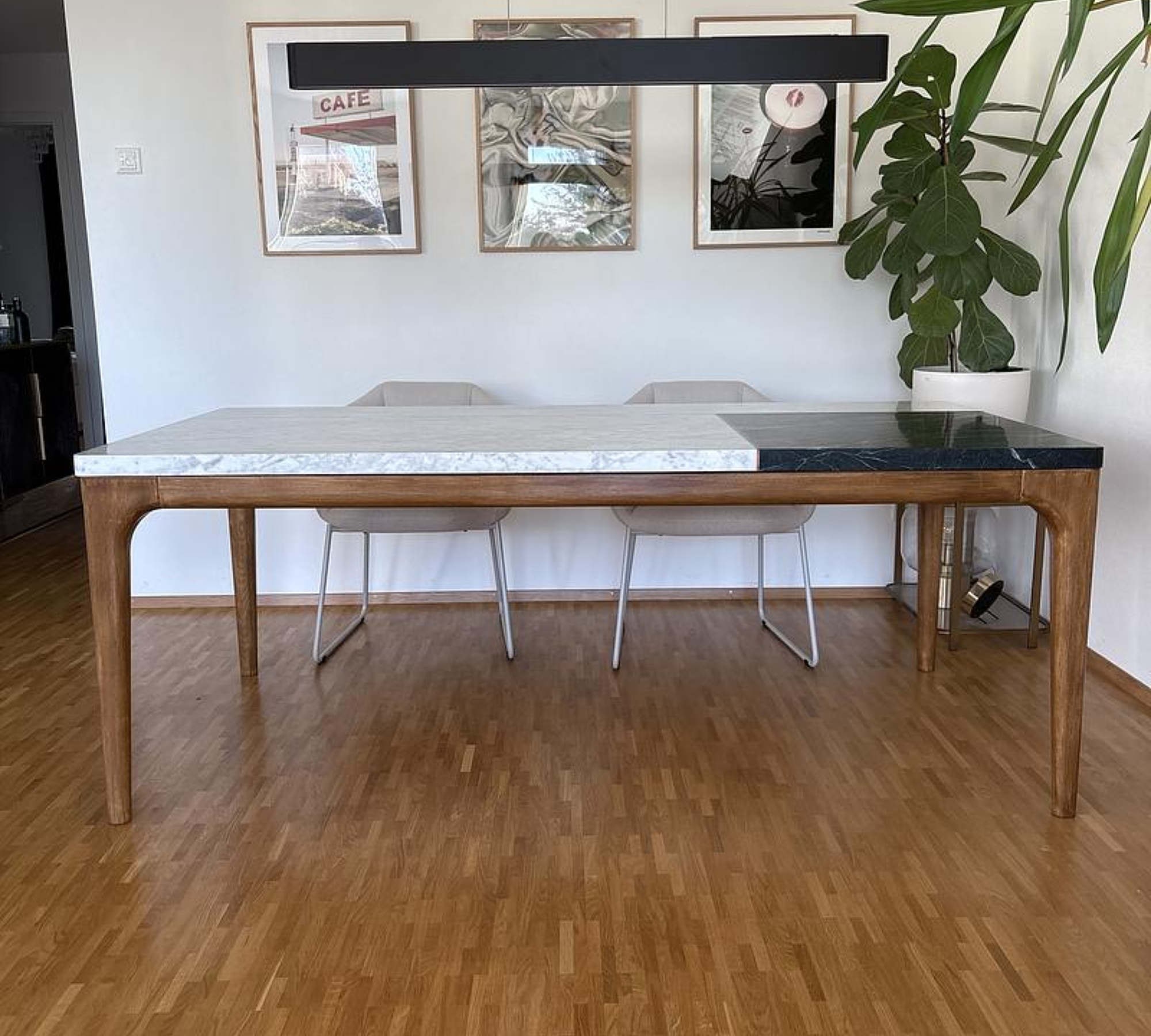 Rechteckiger Tisch Marmor Eichenholz 2