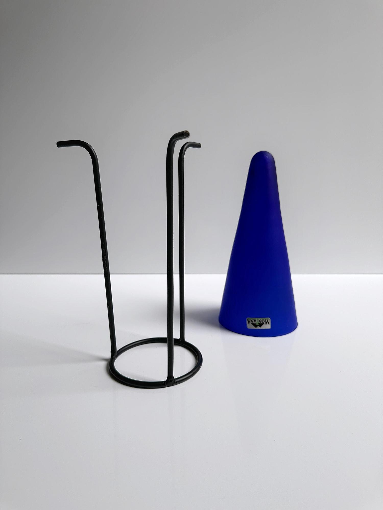 Vintage Postmodern Blumenvase Glas Blau 1990er Jahre 2