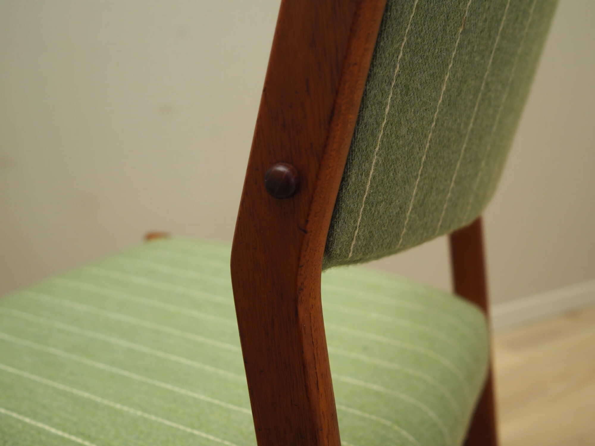 2x Vintage Stuhl Teakholz Textil Grün 1970er Jahre 9