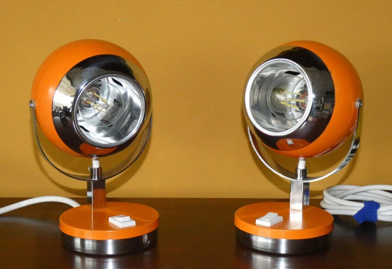 Eyeball Lampen 2er Set Orange 1970er Jahre 0