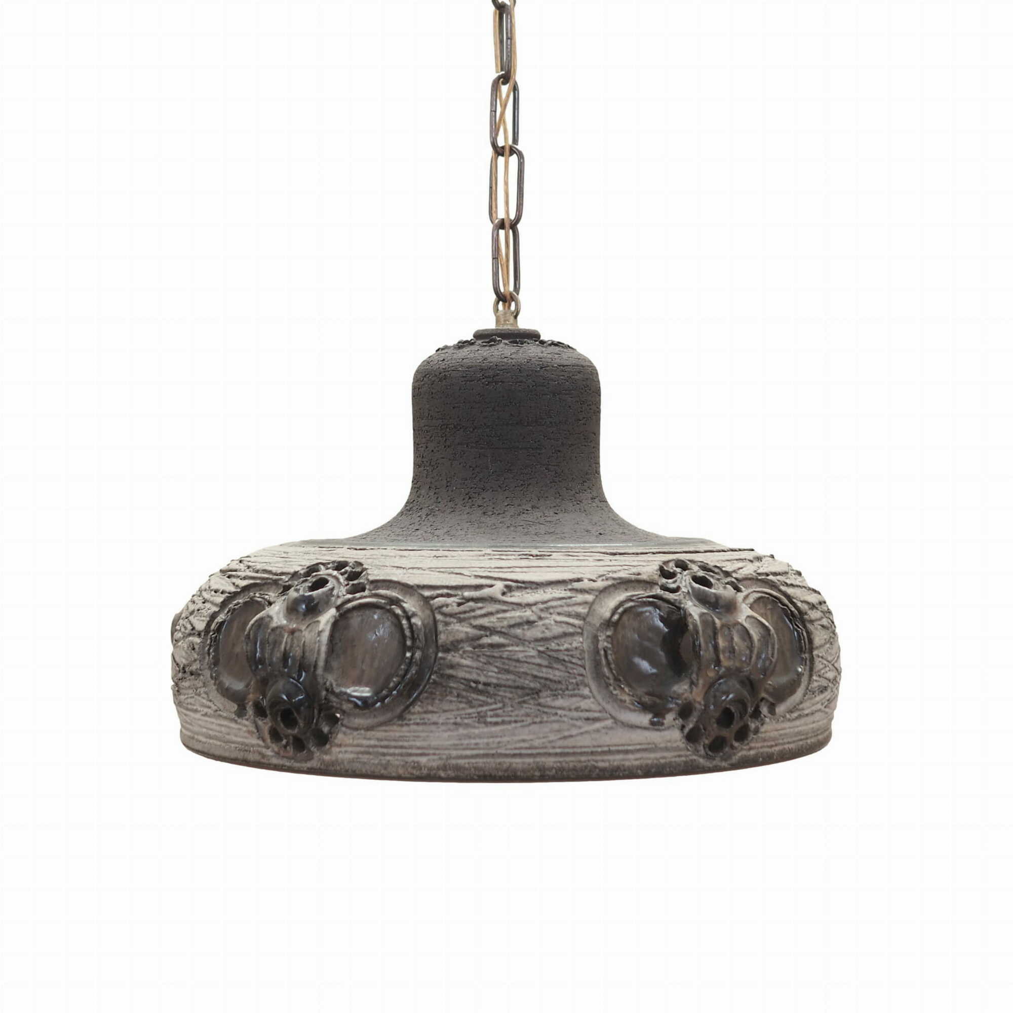 Vintage Pendant Lamp Ceramic Grey 1960s 0