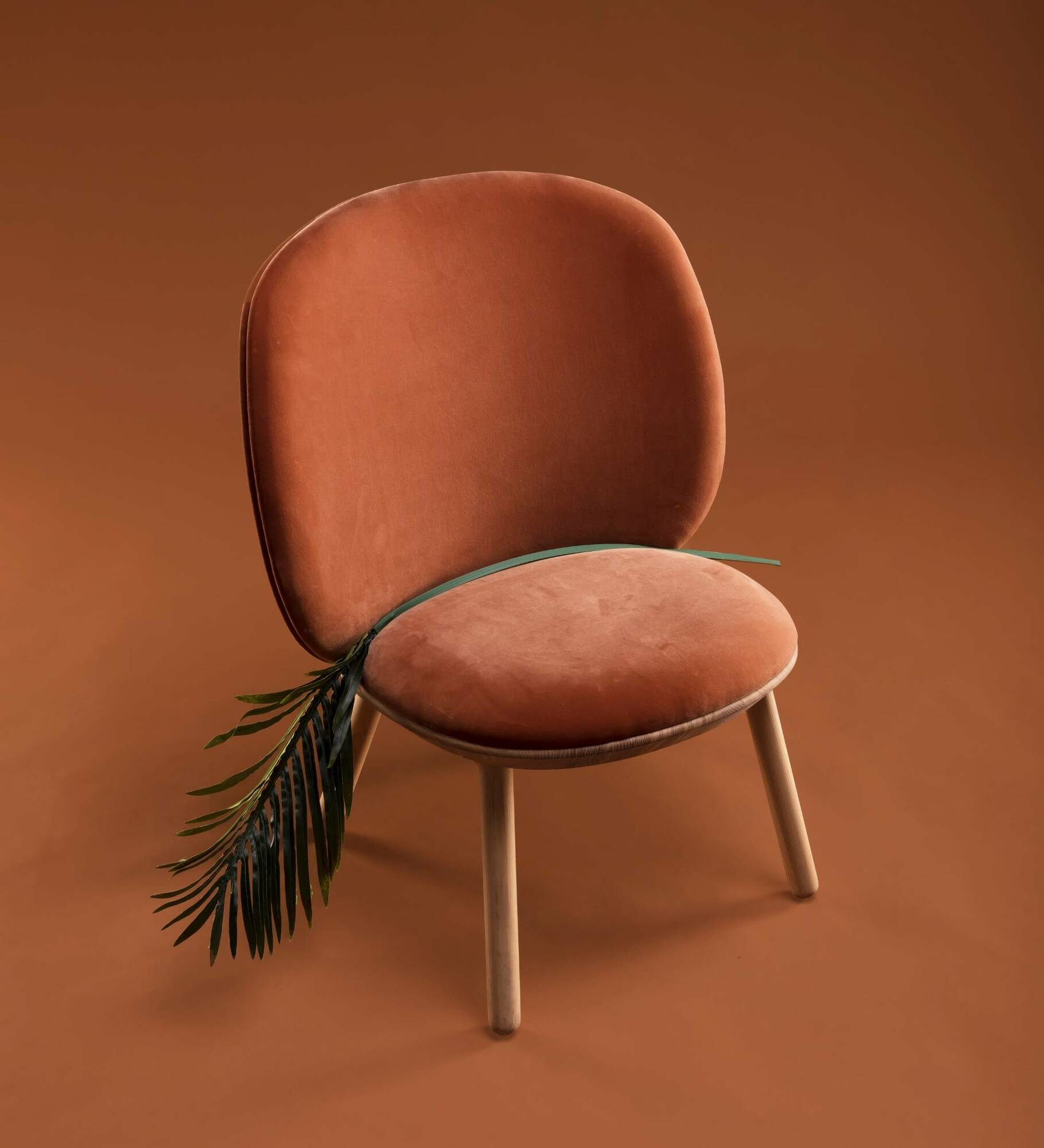 Loungestuhl Eschenholz Velour Terracotta 7