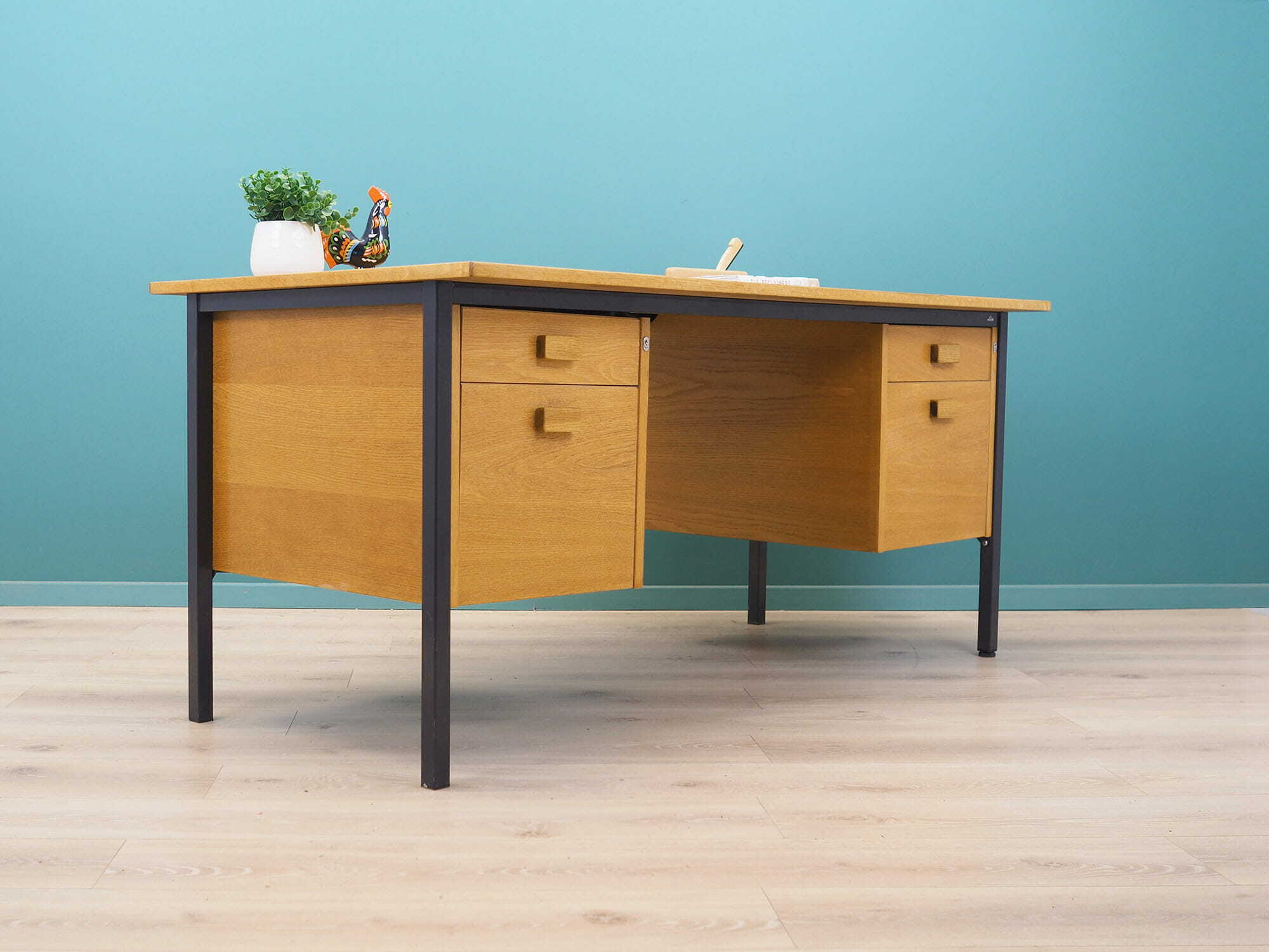 Vintage Desk Ash Wood Brown 1980s 4