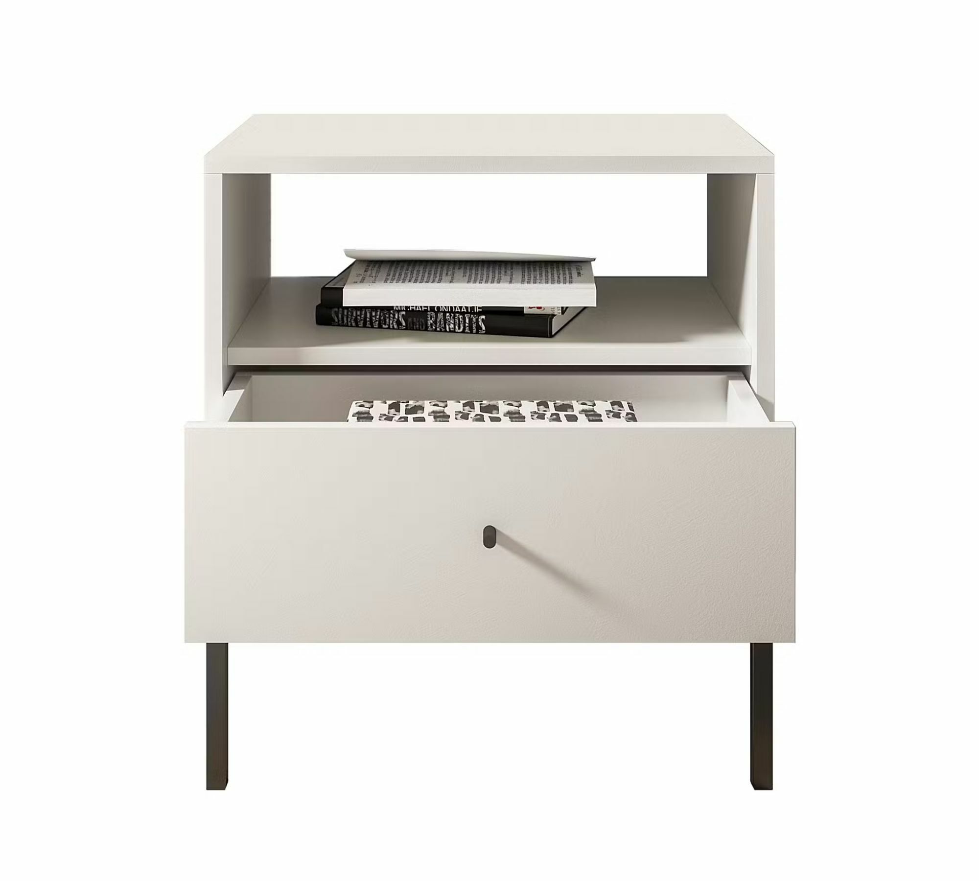 Bandoba Nachtkommode Metall Holz Weiß 4