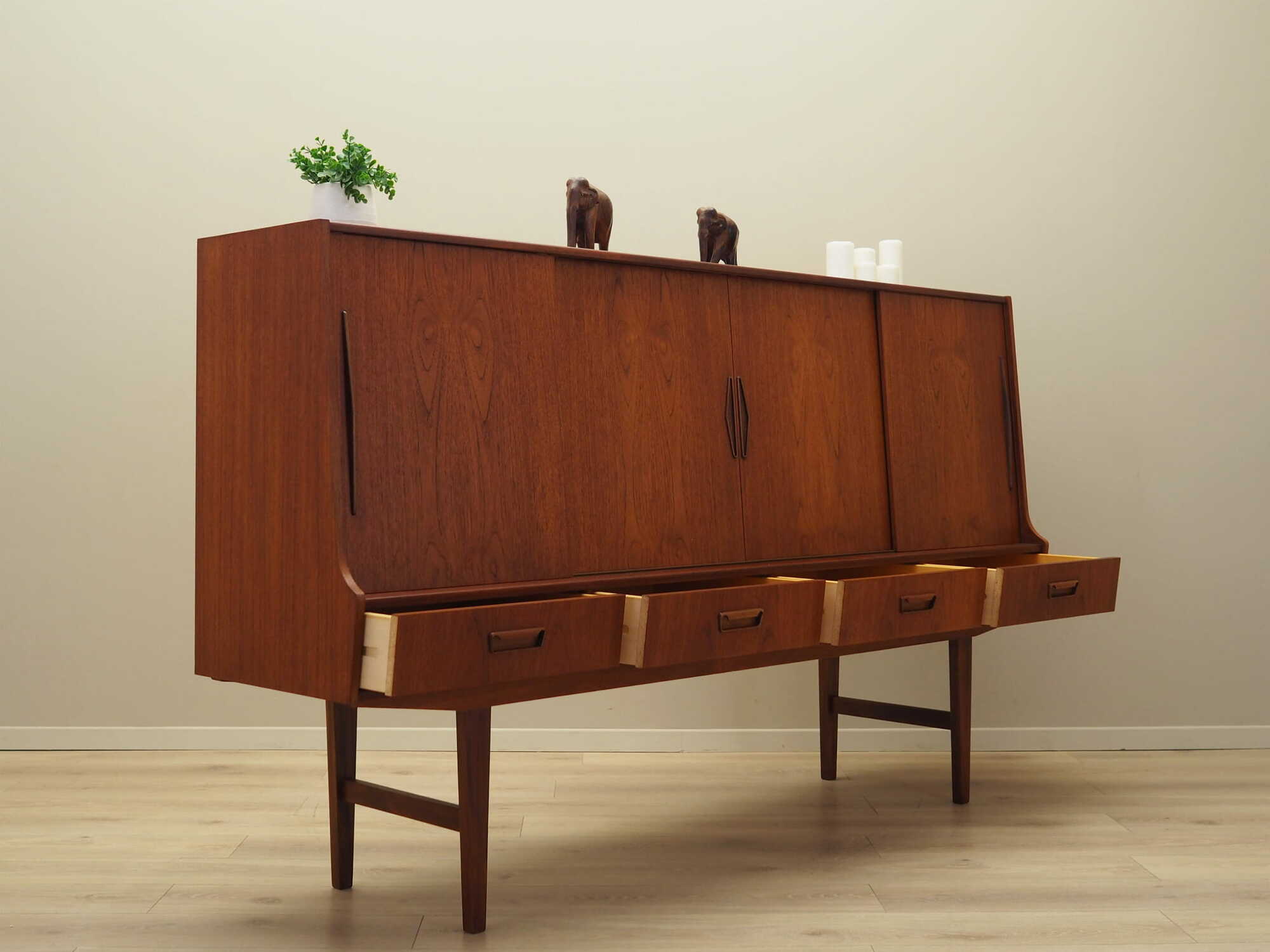 Highboard Teak Wood Brown 1960s 6