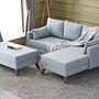 Bella Sofa Récamiere Rechts mit Hocker Blau 1