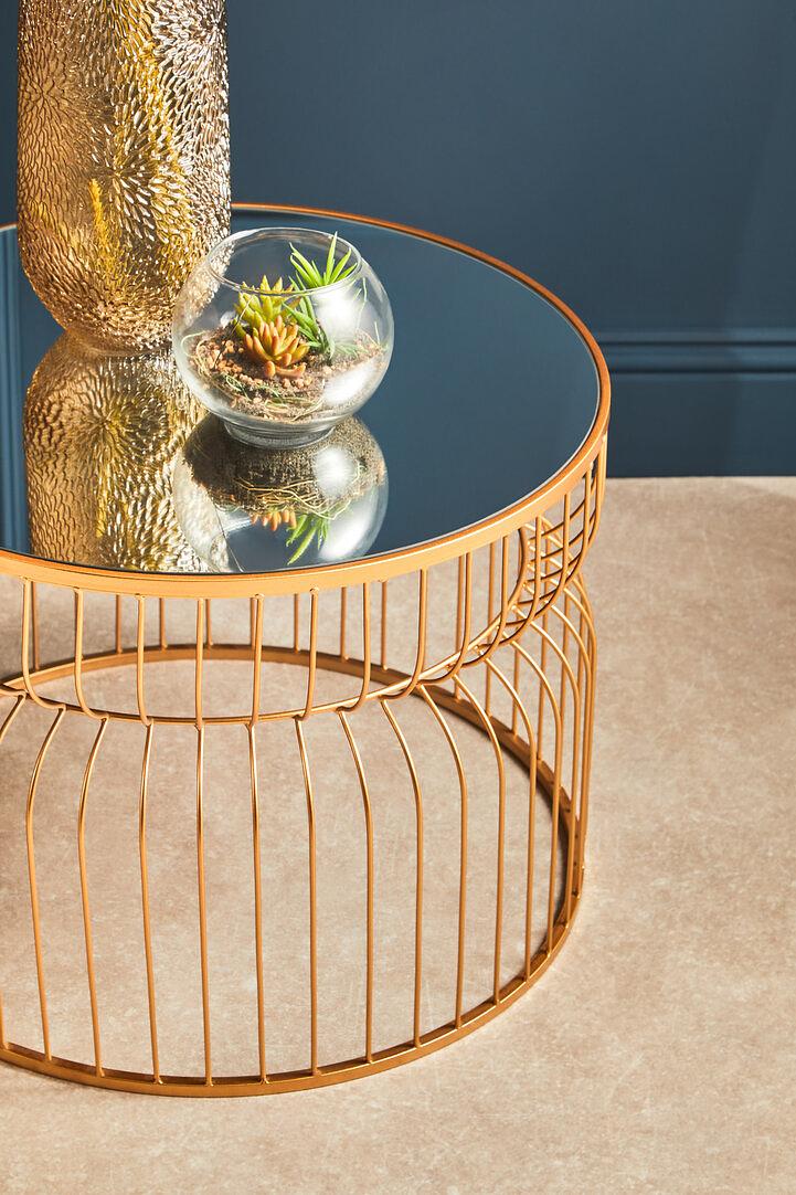Avantis Gold Metalldrahtgestell Runder Beistelltisch
 1