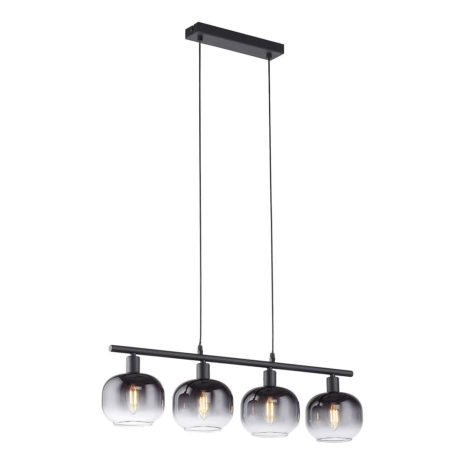 Zea Type B pendant lamp smoked glass iron 4-flame 3