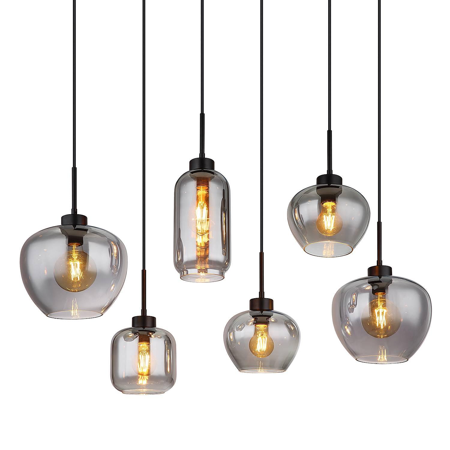 Pendant light Type E 6-Light Colored glass Iron Matte 1