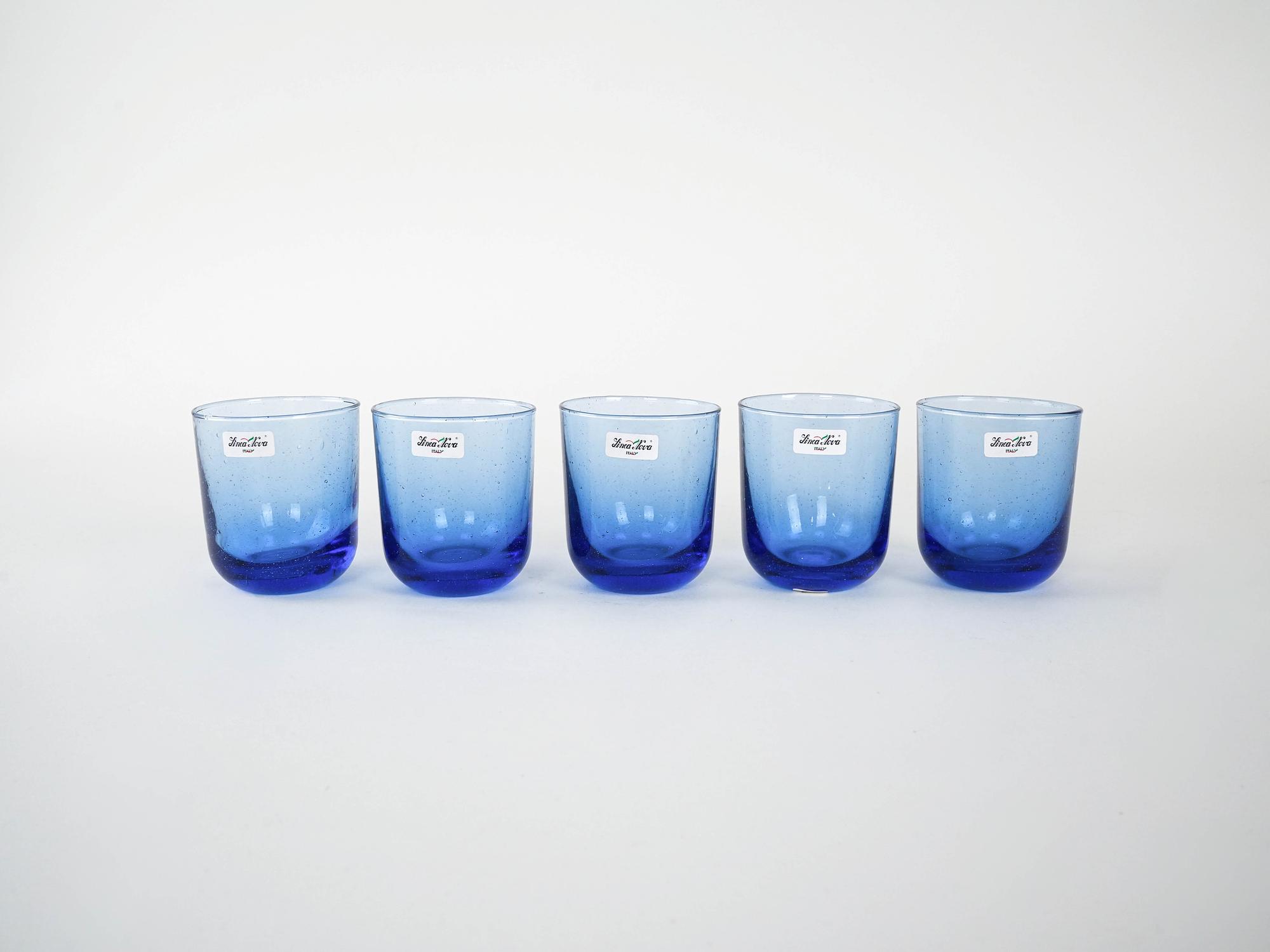 Gläser-Set Kobaltblau 1970er Jahre 2