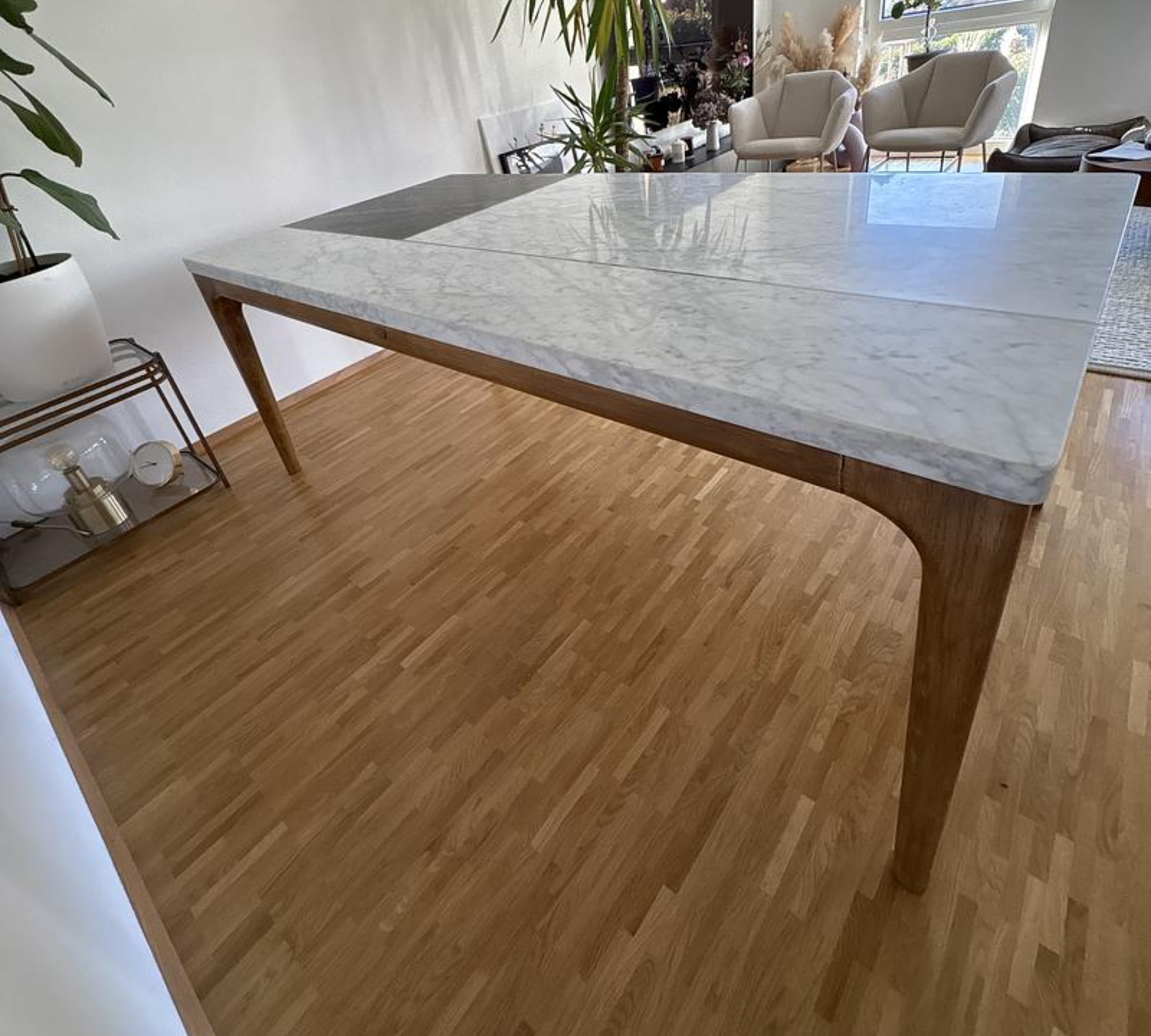 Rechteckiger Tisch Marmor Eichenholz 3