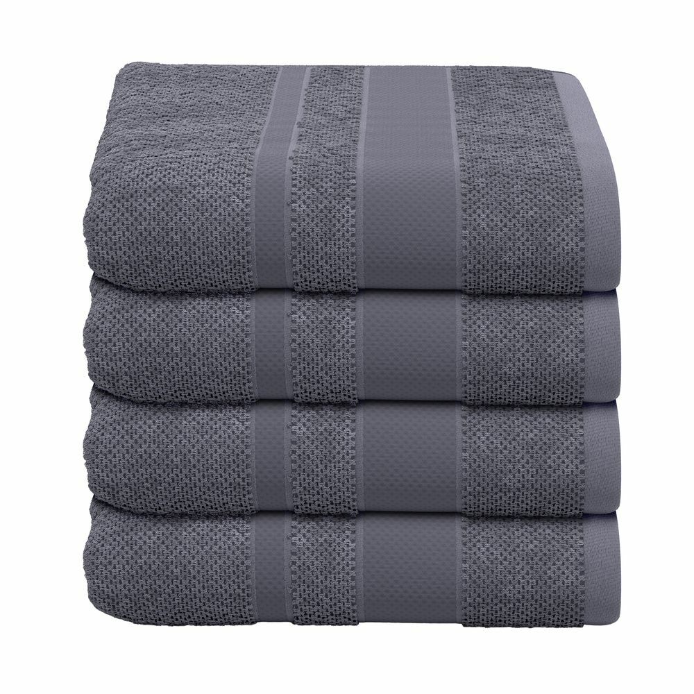 4-tlg. Handtuch-Set aus Baumwolle Grau Öko-Tex Standard 100 0