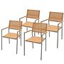Stacking chair Denver set of 4 steel teak wood brown 0