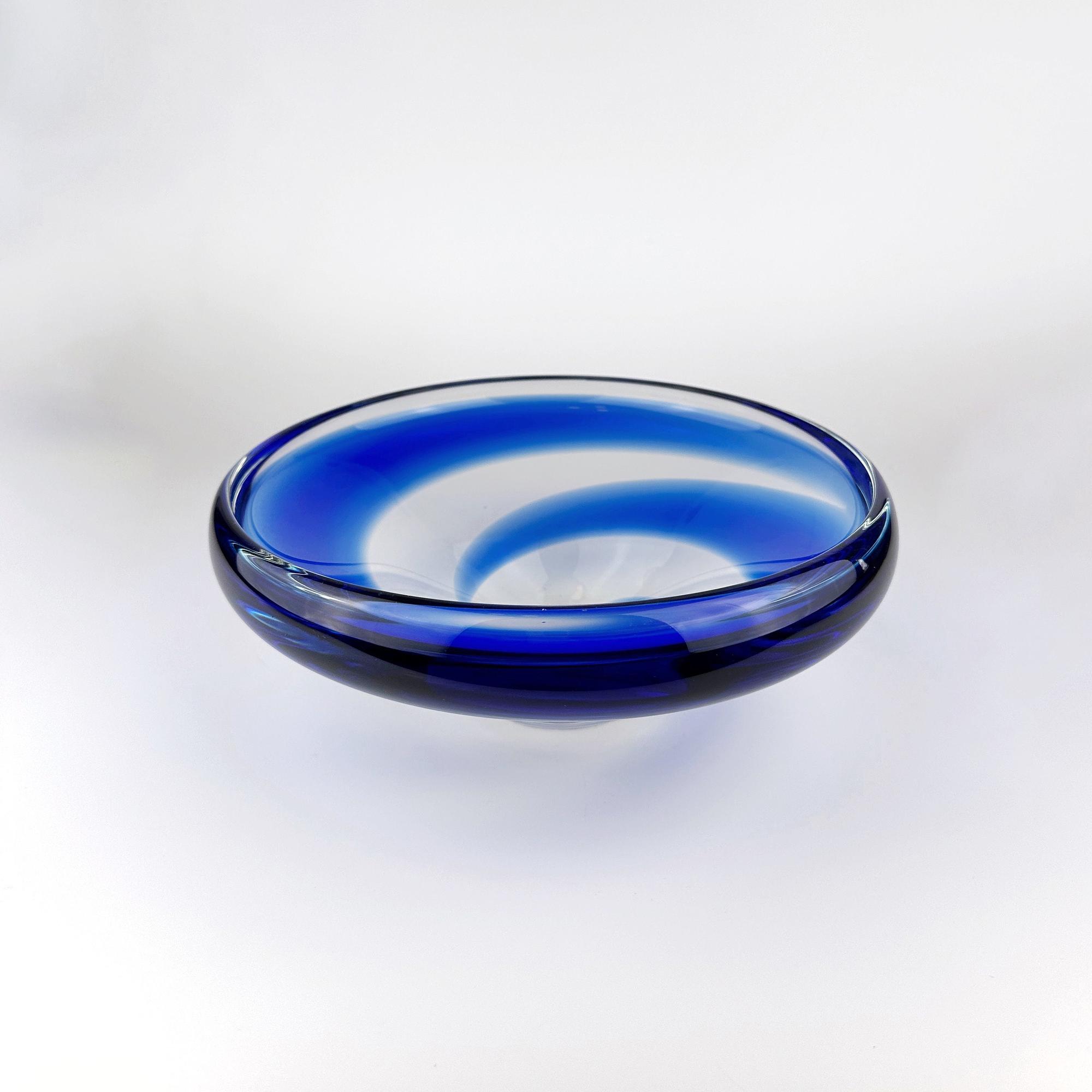 Vintage bowl glass blue 1950s 5