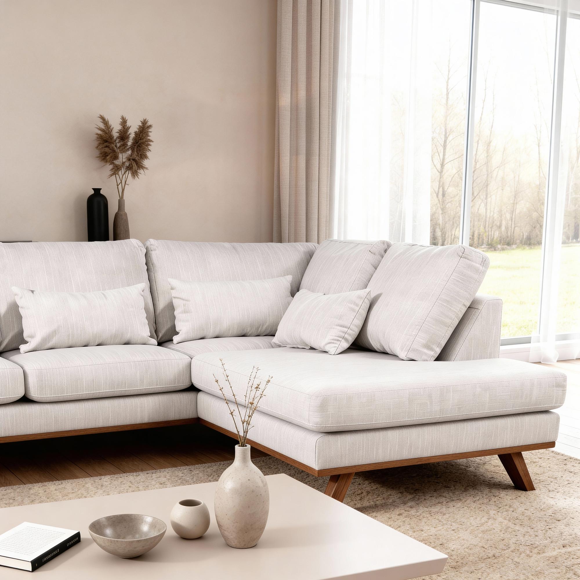 Ecksofa Japandi 3-Sitzer Rechts Beige 3