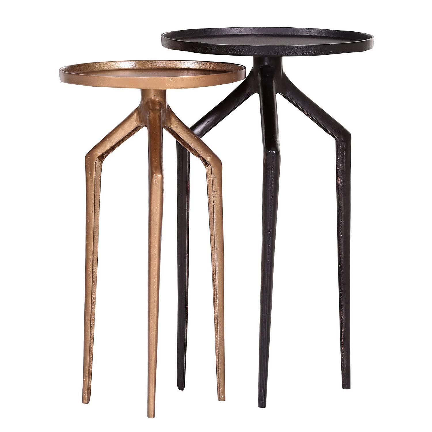 Nikko I Side Table Set of 2 Aluminum Brass Black 1