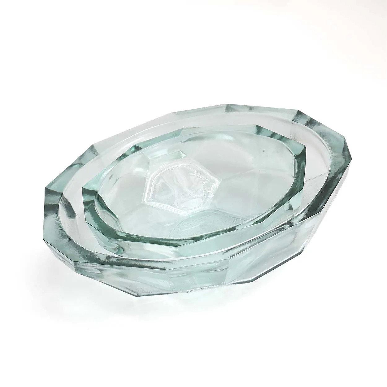 Origami bowl light blue glass 2