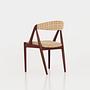 4x Vintage chair teak wood textile beige 1970s 13