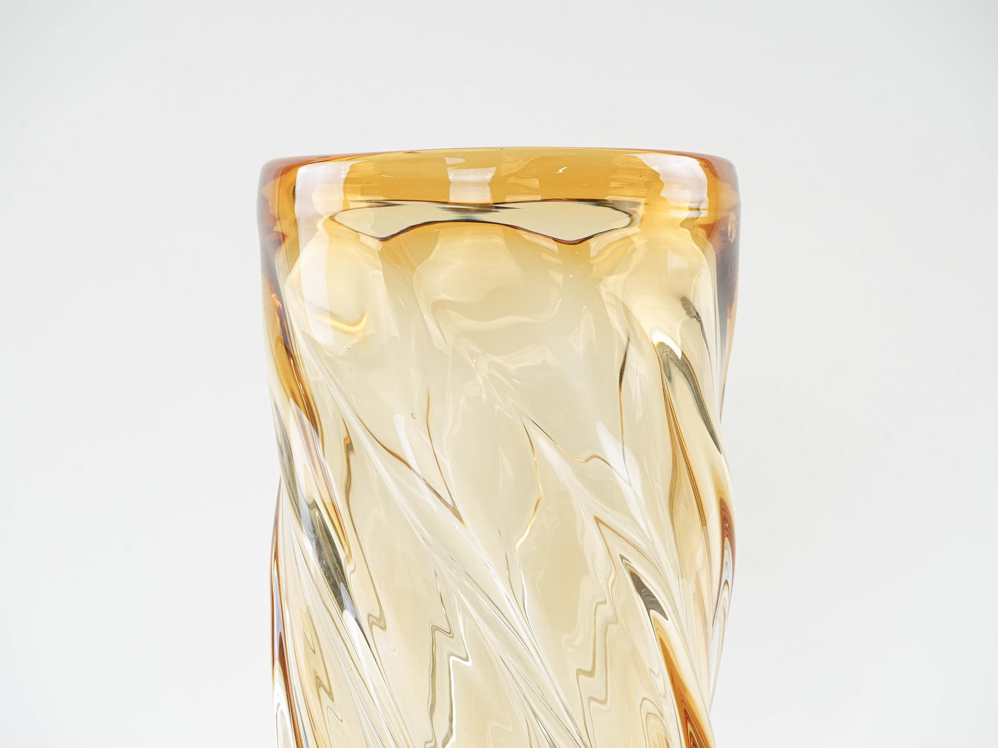 Decorative glass vase Yellow 1960s 3