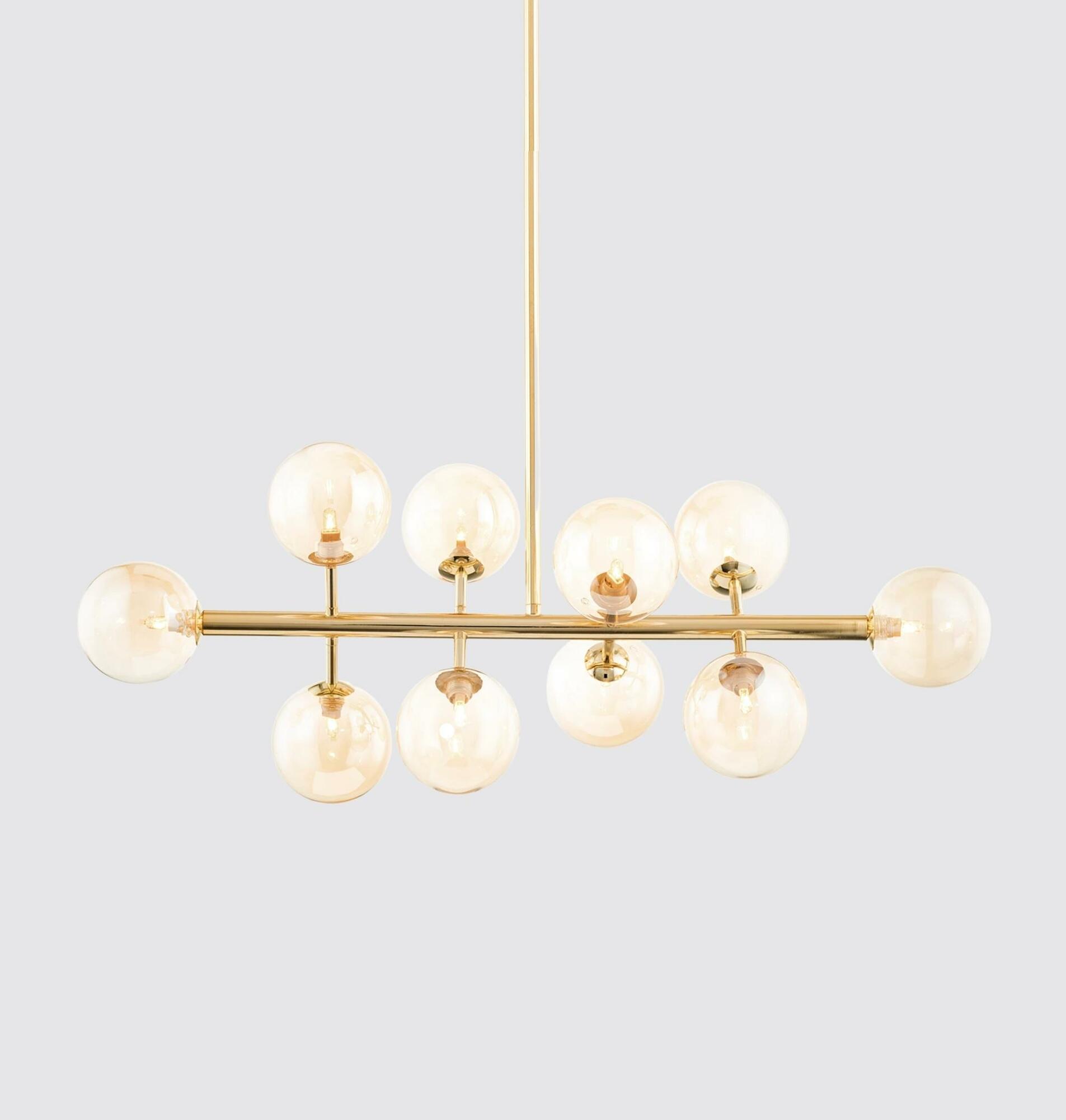 10-Flammige LED-Pendelleuchte Rauchglas Gold 1