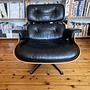Vintage Eames Lounge Chair & Ottoman Leder Schwarz 1950er 5