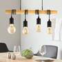 4-Light Pendant Light Steel Solid Wood Black 3