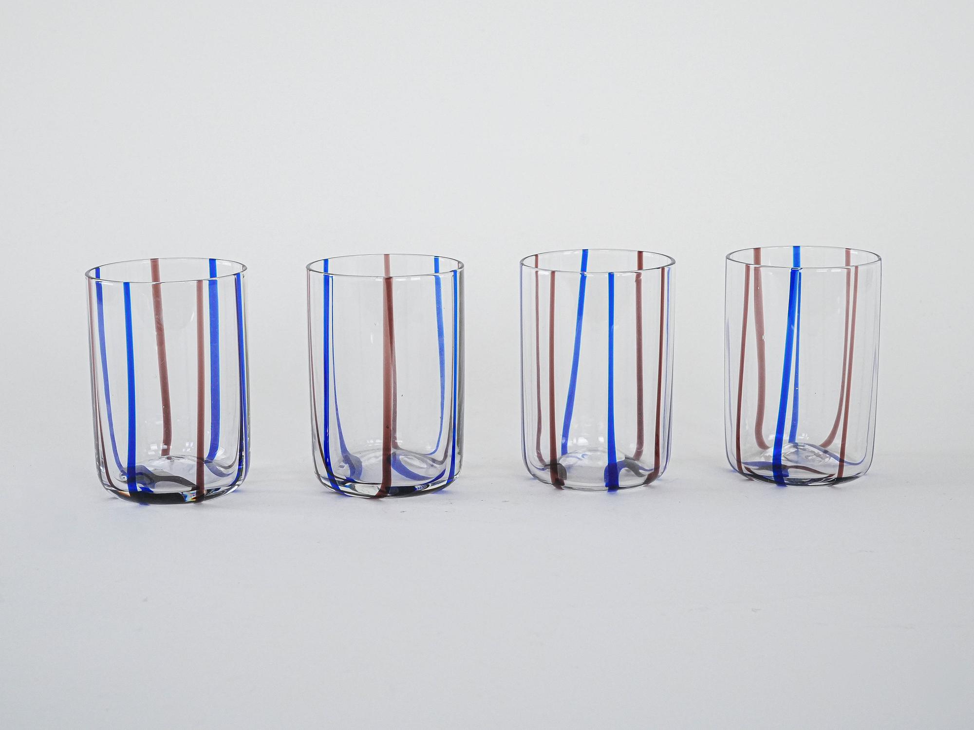 Glasses Set of 4 Multicolored 1970s 3