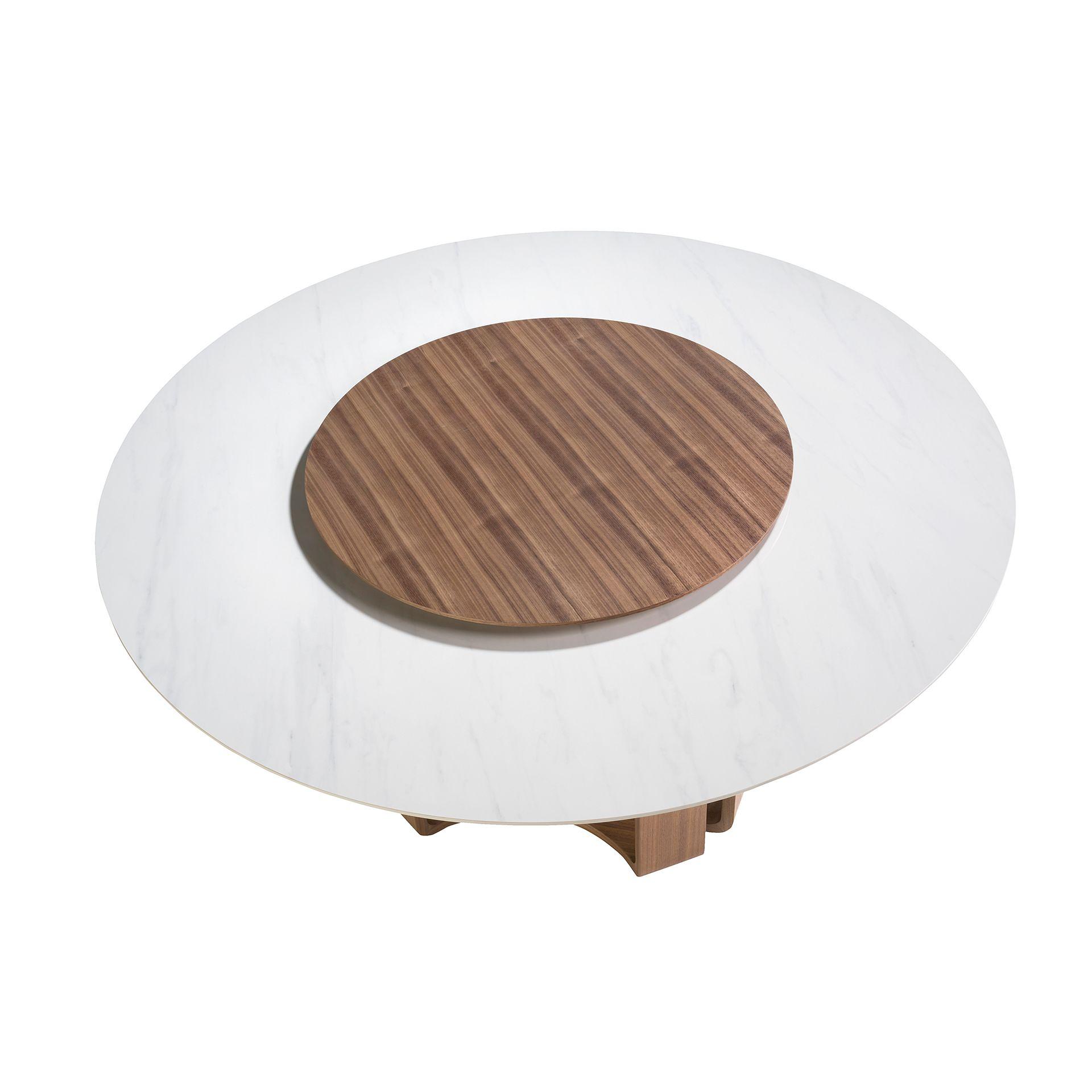 Runder Esstisch aus Porzellanmarmor und Walnuss 1137 4