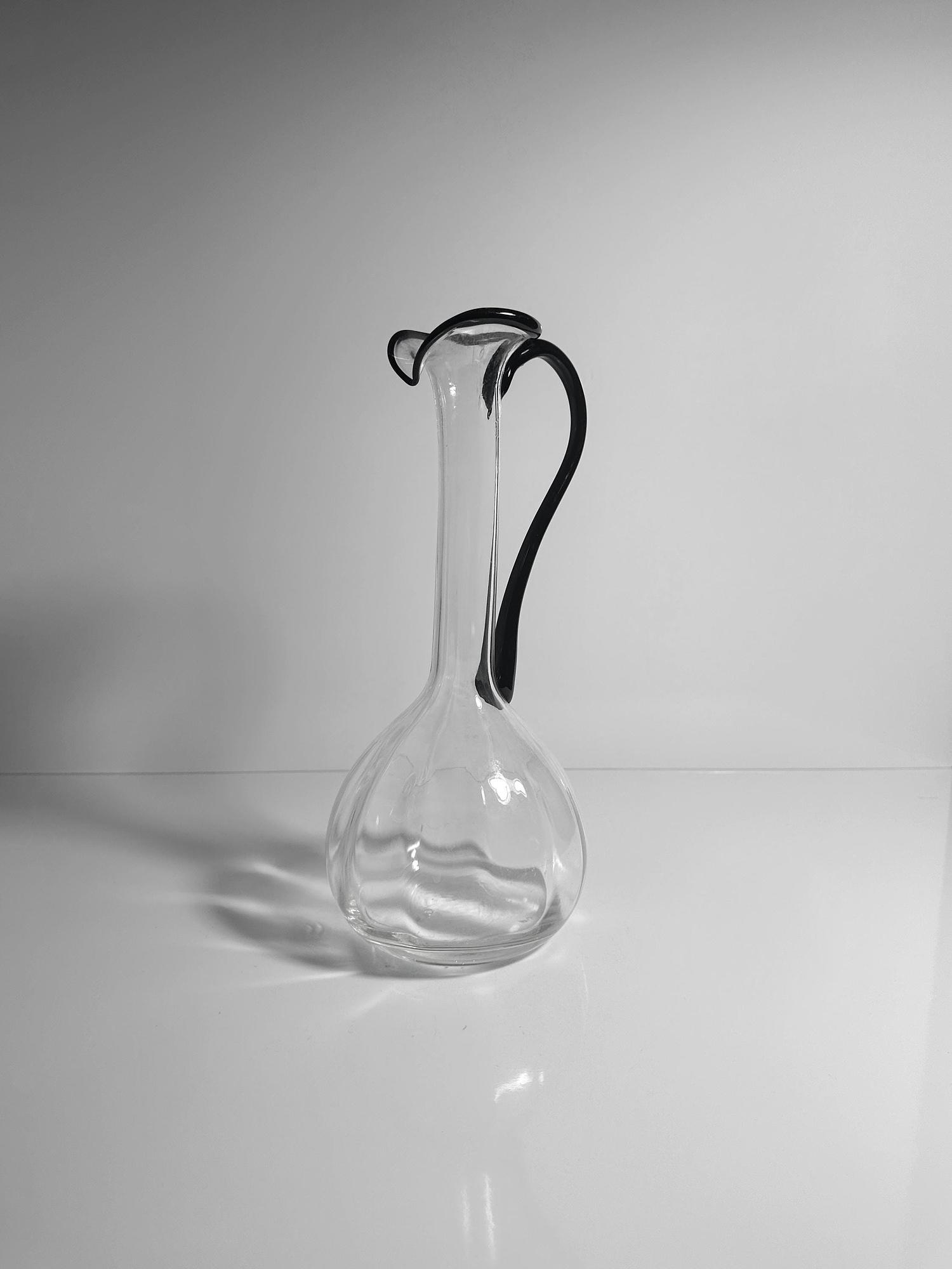 Vaso vintage con manico in vetro di Murano anni '70 1