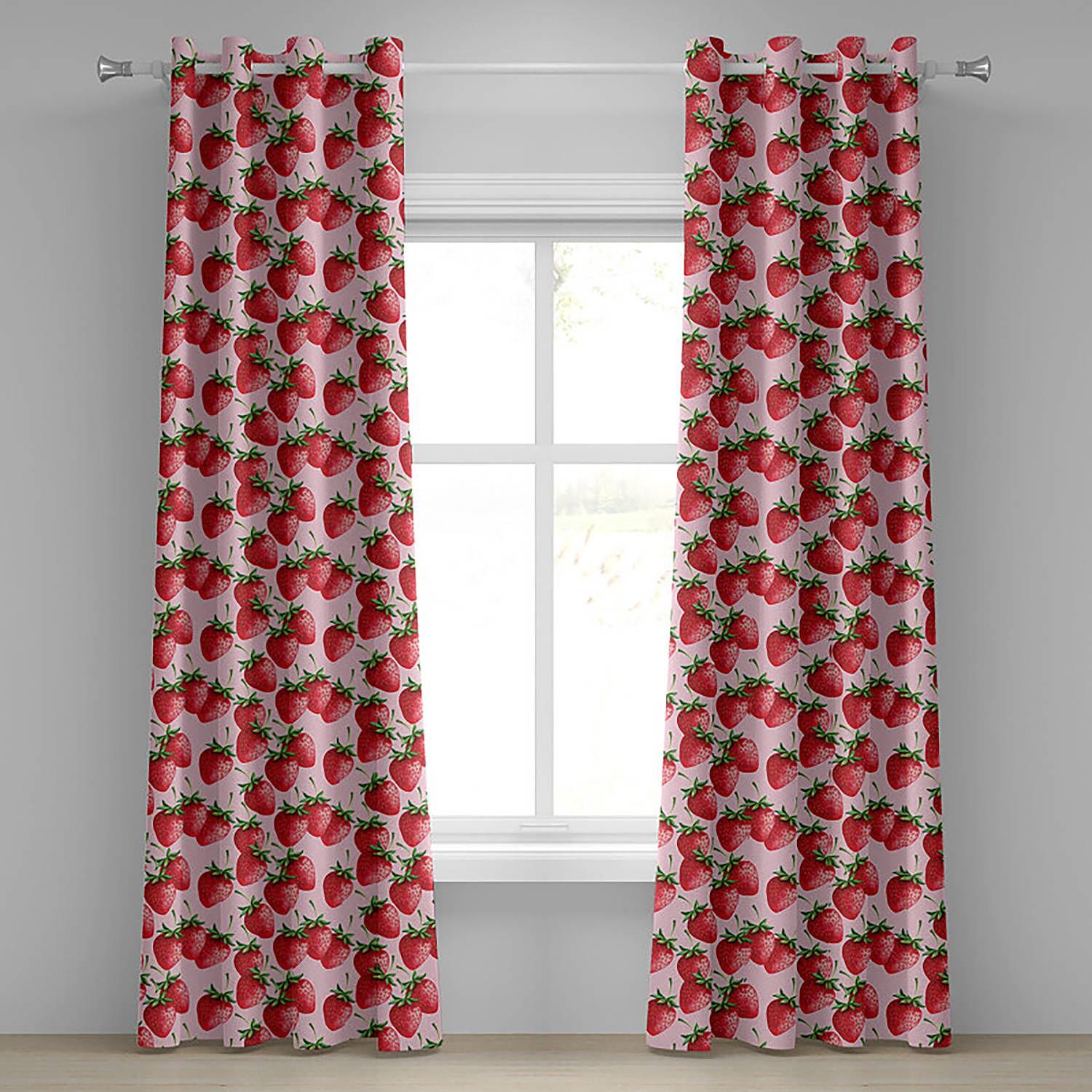 Ösenvorhang Strawberry 2er-Set Polyester Rot Höhe: 225 cm 0