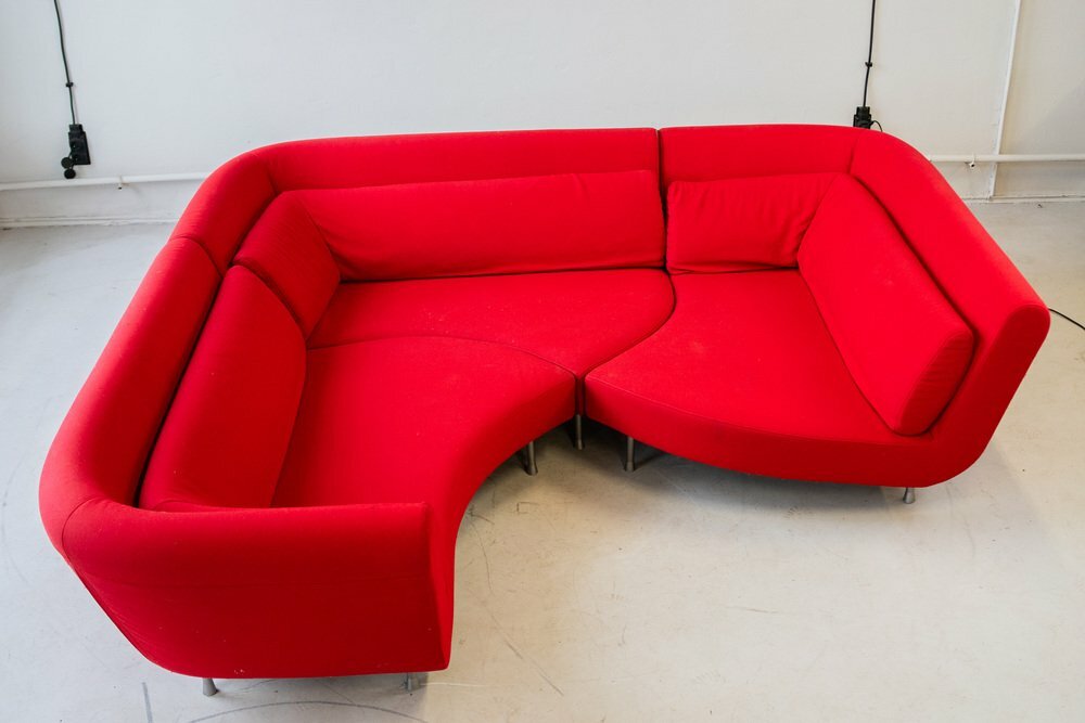 Vintage Yang Modulares Sofa Kvadrat Divina-Stoff Rot 1