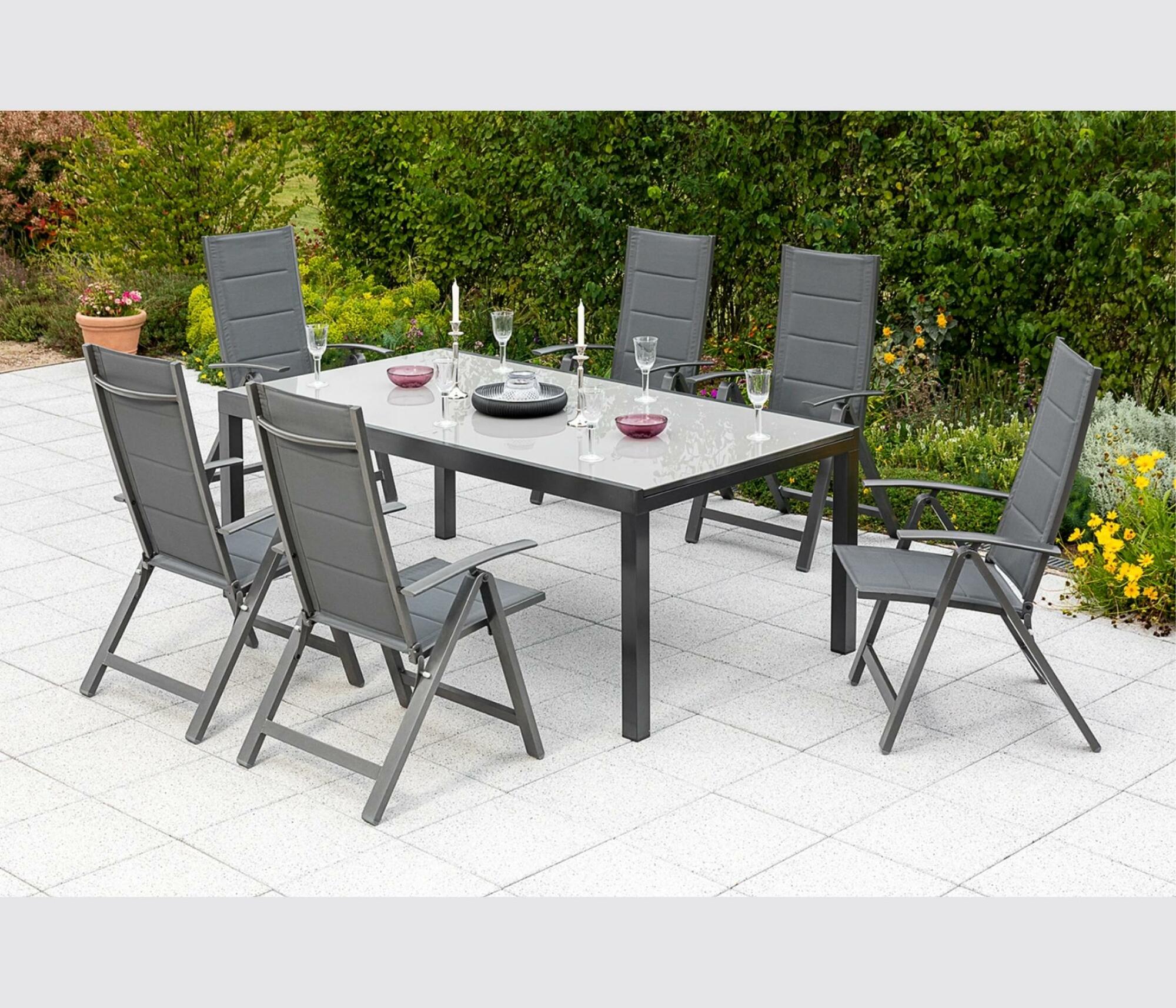 Gartenstuhl aus Aluminium Grau 1