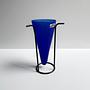 Vintage Postmodern Blumenvase Glas Blau 1990er Jahre 3