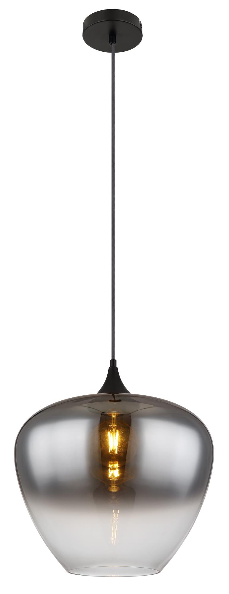 1-Light Maxy Type Pendant Light Smoked Glass Iron 4
