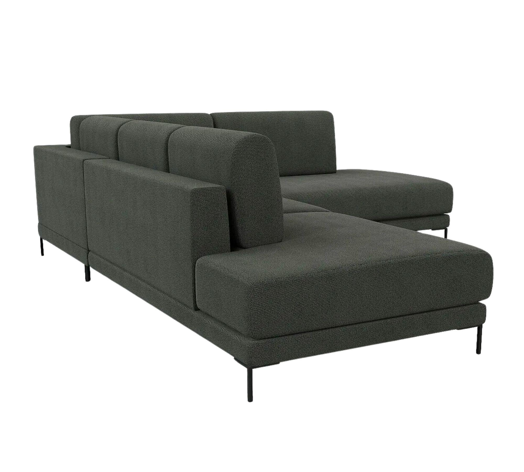 Tyme Divano 3 posti Chaise longue Destra Tessuto strutturato Antracite 2
