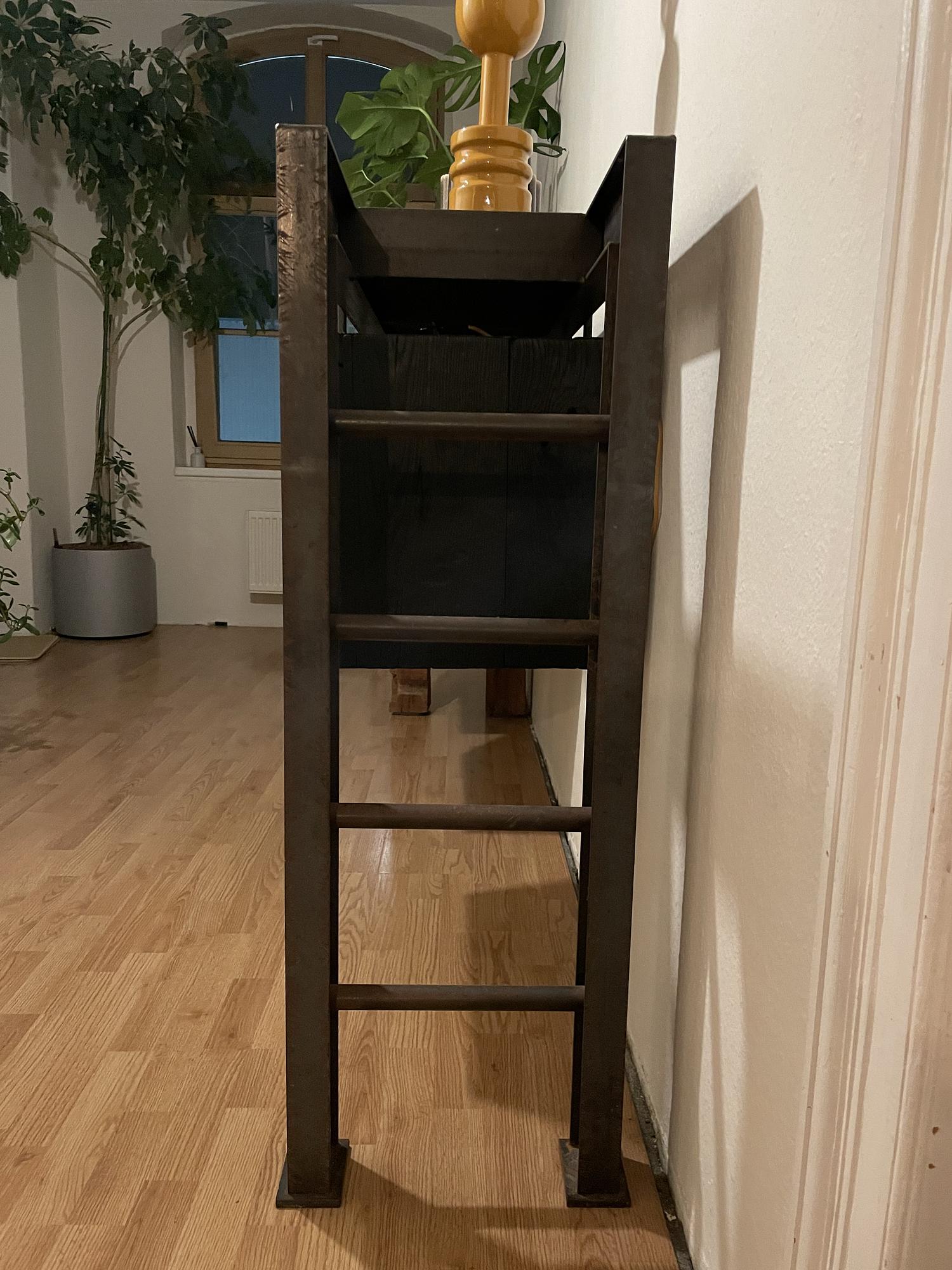 Galerie Sideboard Handgefertigt Holz Stahl Schwarz 2