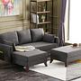 Bella Sofa Récamiere Links mit Hocker Anthrazit 1