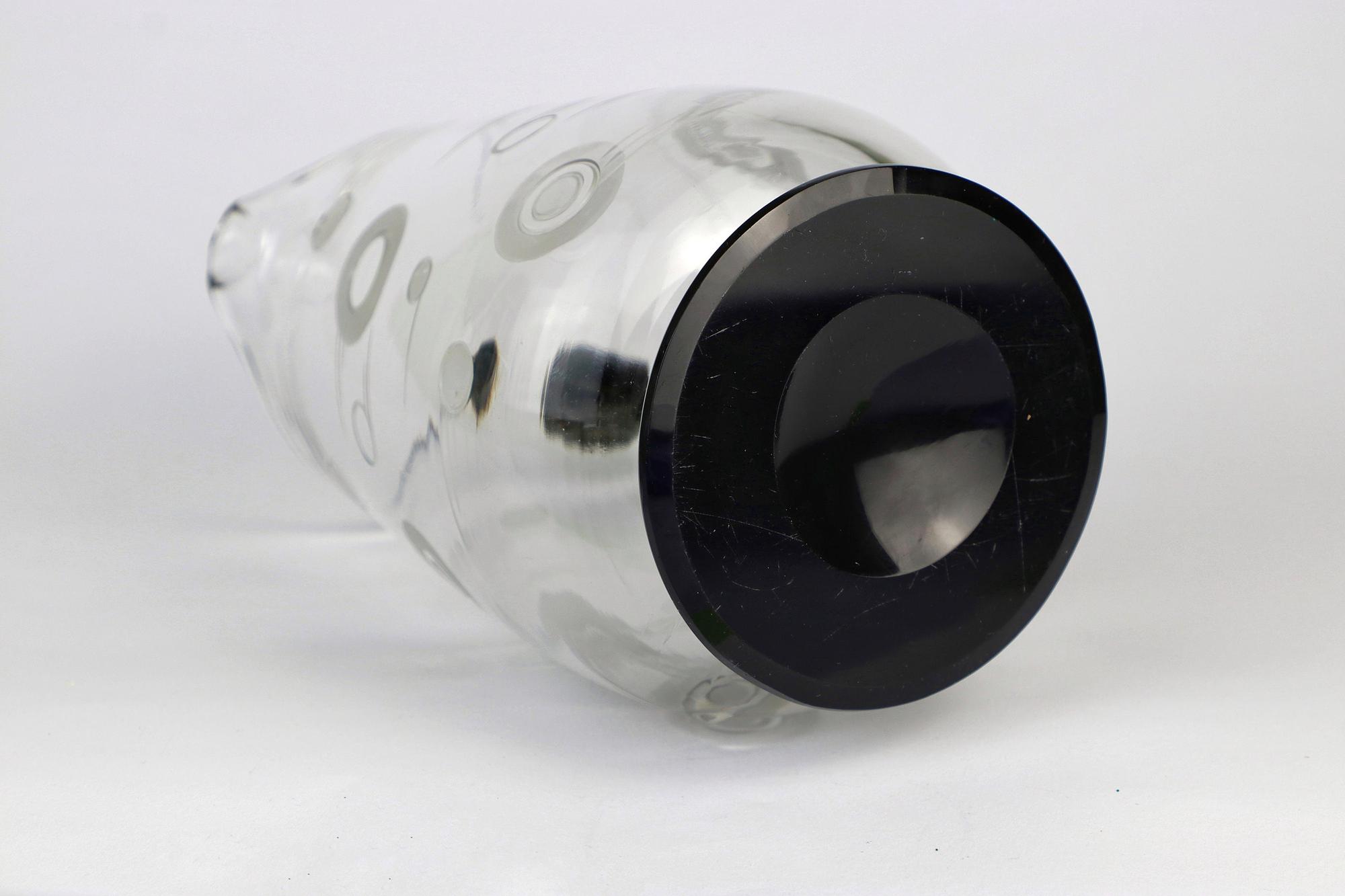 Art Deco Carafe France 1930s Black Glass 4