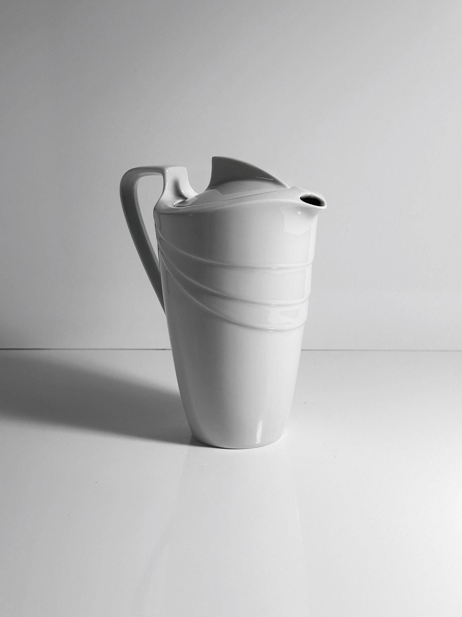 Vintage coffee pot ceramic white 1980s 1