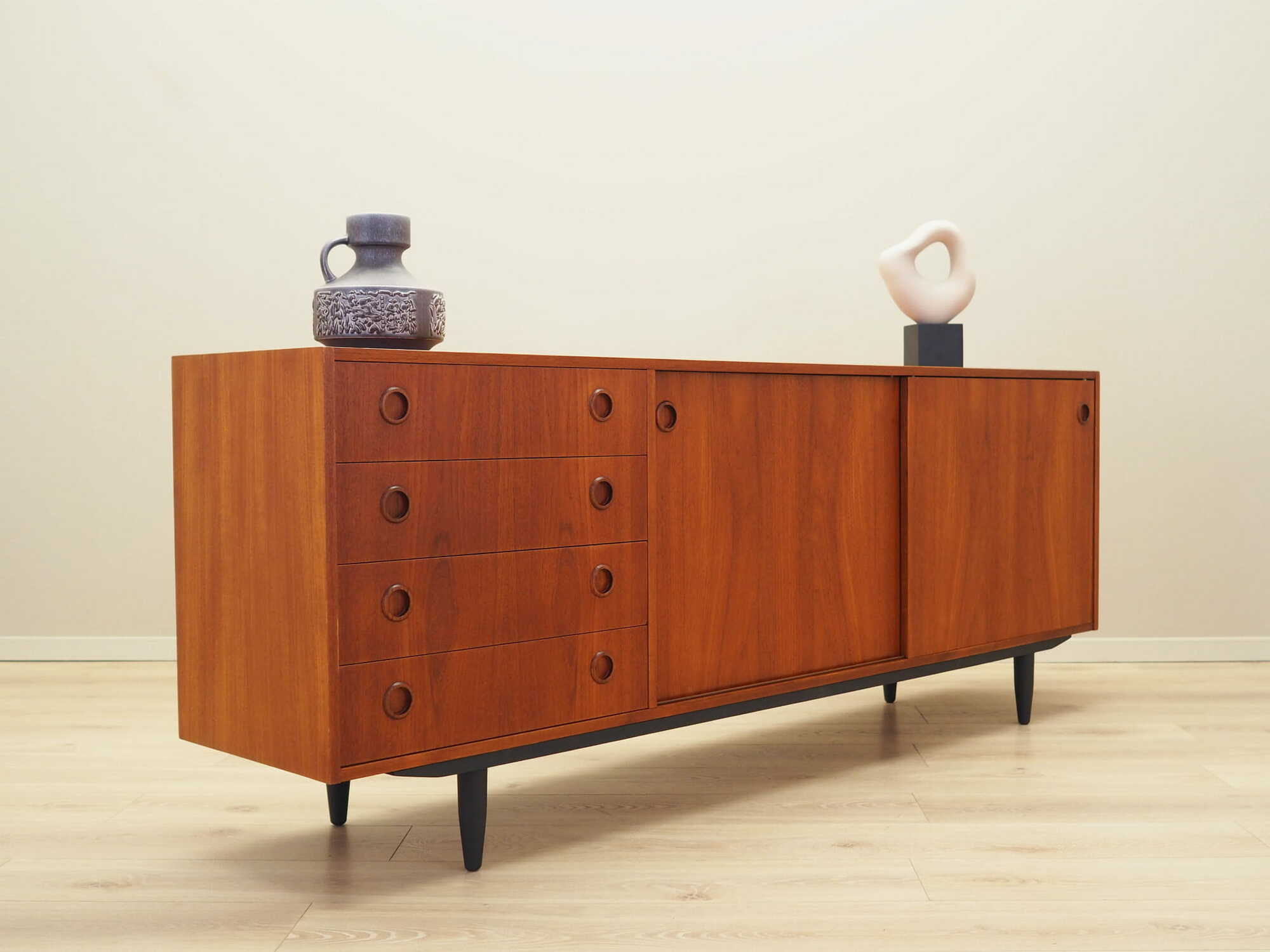 Vintage Sideboard legno di teak marrone anni '70 5
