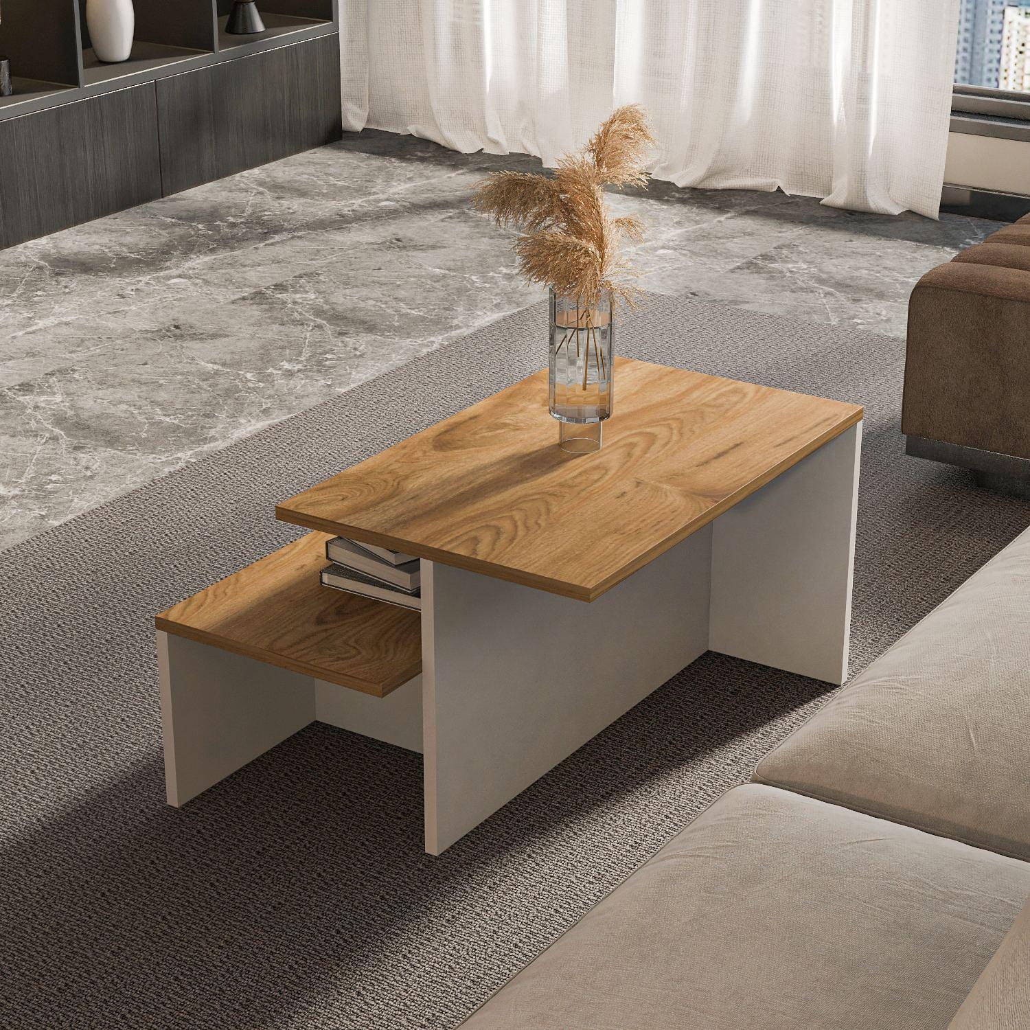 Twins Couchtisch Braun Weiß 3