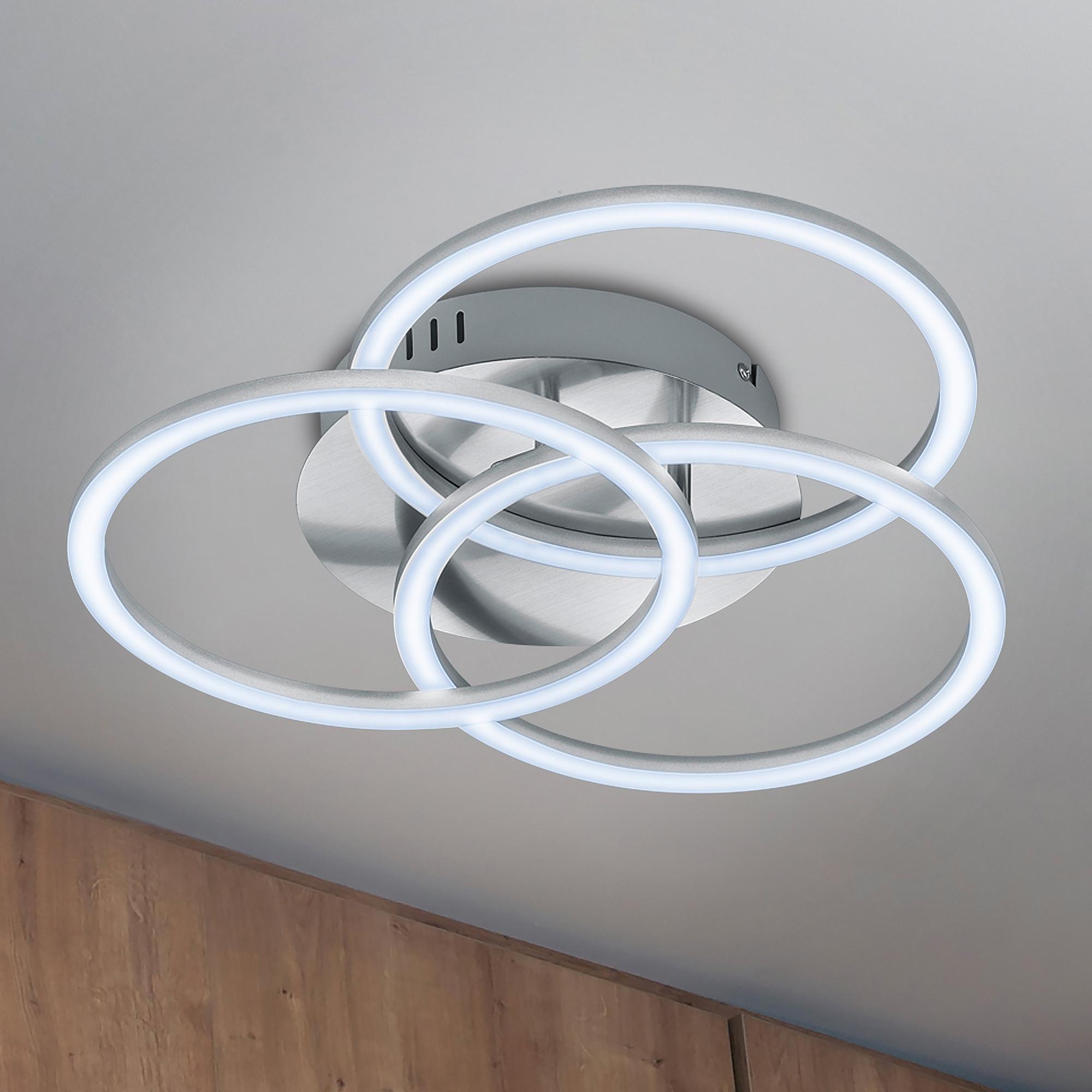 1-Flammig Circle LED-Deckenleuchte Eisen Silber 0
